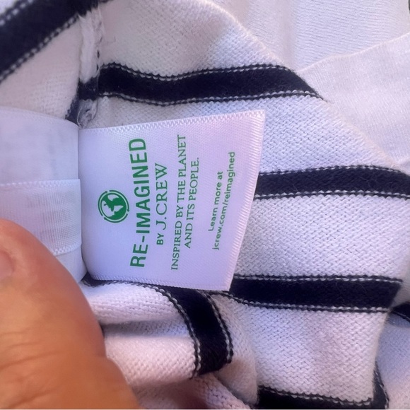 J. Crew White Sweater with Black Stripes and Red Heart Accents - Picture 7 of 7